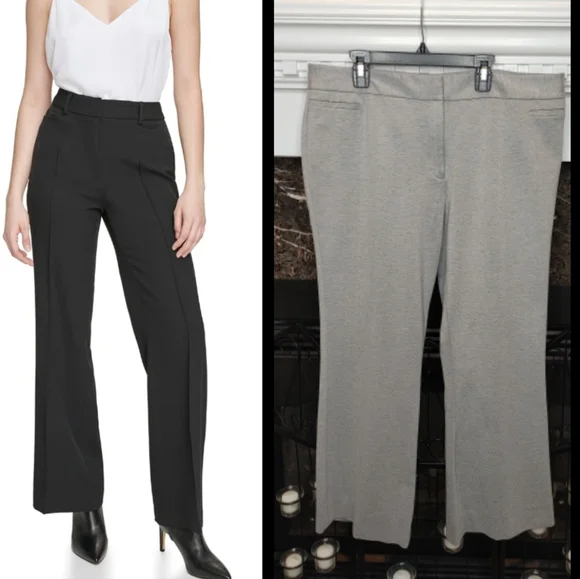Calvin Klein Women's Slim Front Pant, Gray 14 - Picture 1 of 15